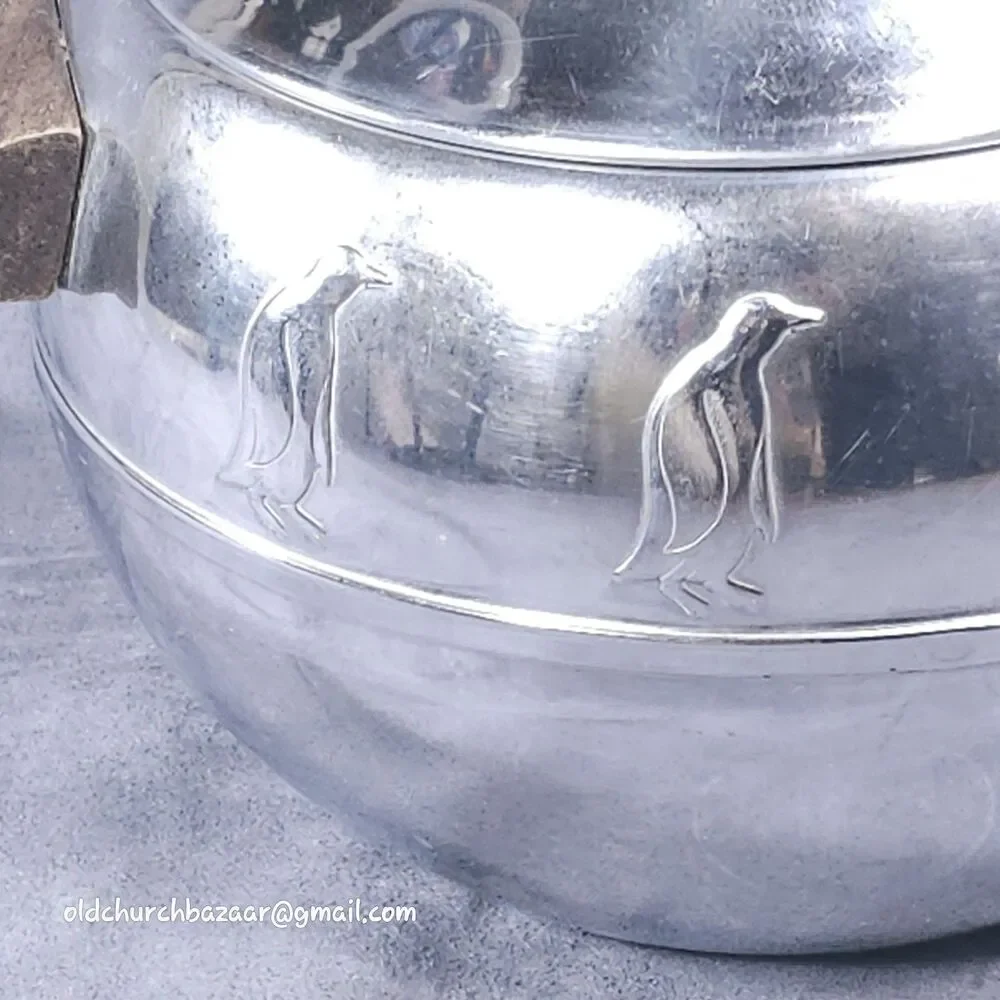West Bend Penguin Hot Cold Server Ice Bucket Barware MCM Chrome Vintage Barware